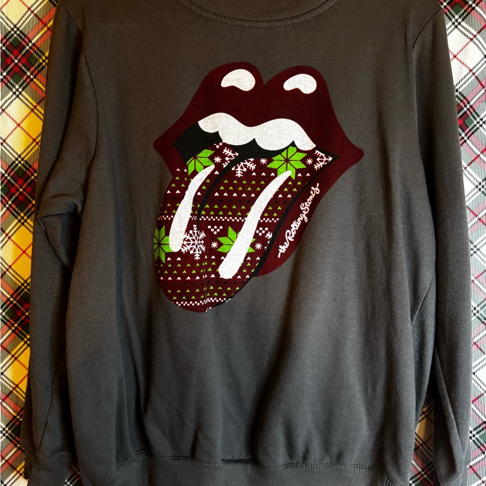 The Rolling Stones Black Sweater with Festive Graphic